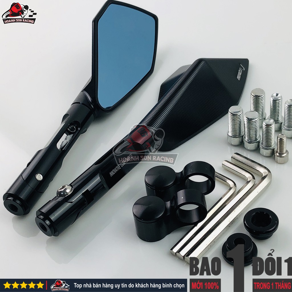 Gương 5 cạnh rizoma real nhập khẩu fullbox, gắn được tất cả các dòng xe, đầy đủ phụ kiện kèm theo  ĐEN