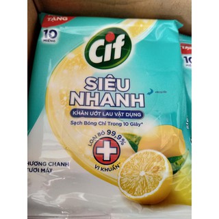 Set 10 túi khăn ướt đa năng Cif dùng lau bếp, lau vật dụng trong nhà