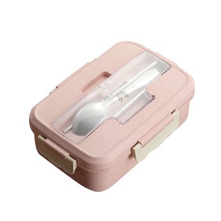 Hộp Đựng Cơm Lúa Mạch 3 Ngăn Mới (Tặng kèm đũa + thìa inox) NB40