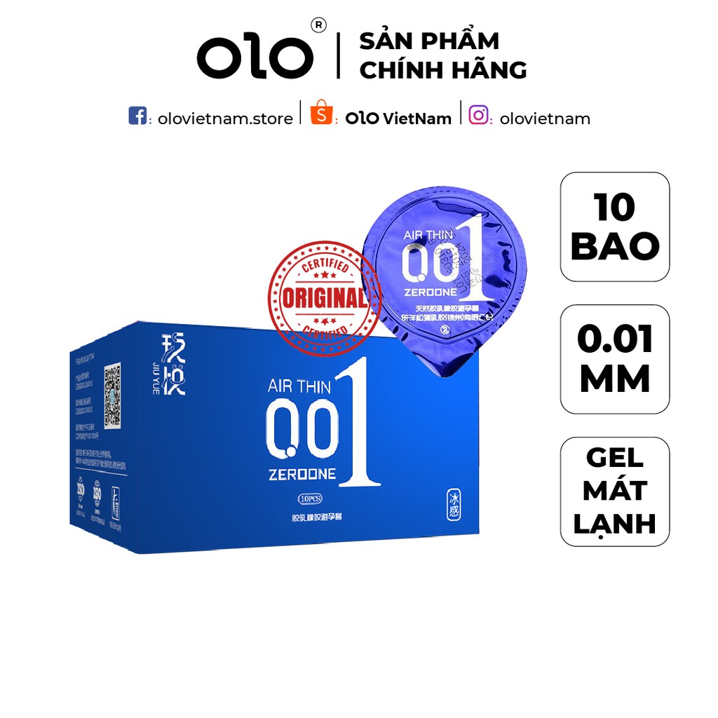 Bao cao su OLO Air Thin gel mát lạnh siêu mỏng 0.01mm 10 bao