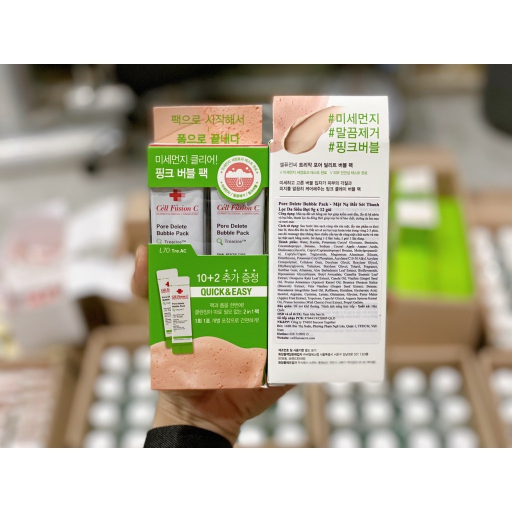 Mặt Nạ Đất Sét Thanh Lọc Da Siêu Bọt Cell Fusion C Pore Delete Bubble Pack 5gx12gói