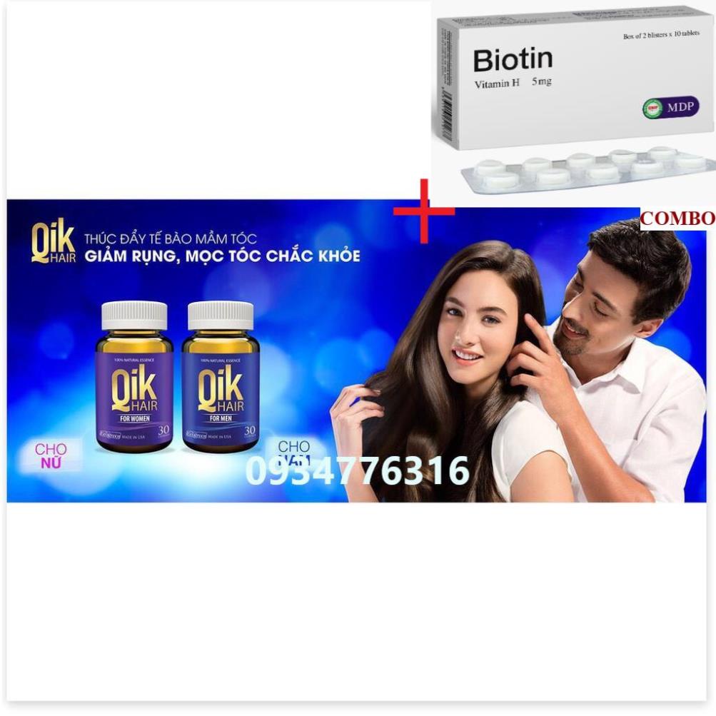 Combo Biotin 5mg+ ✅ QIK Hair -Cải thiện tình trạng rụng tóc, kích thích mọc tóc