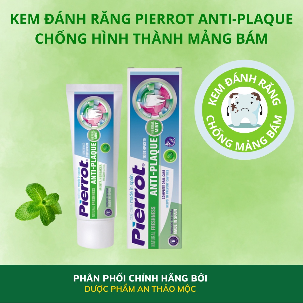 Kem đánh răng Pierrot Anti-Plaque chống hình thành mảng bám thức ăn thừa trong sâu chân răng 75ml