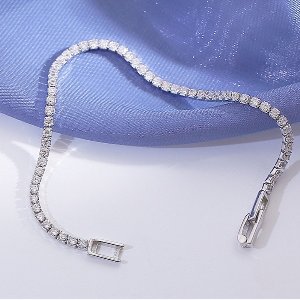 Lắc tay trơn đính đá, vòng tay bạc s925 cao cấp sang trọng - LT001