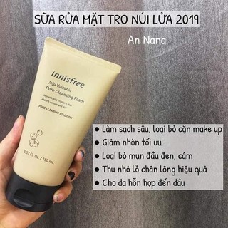 Sữa rửa mặt tro núi lửa- INNISFREE JEJU VOLCANIC PORE CLEANSING FOAM mẫu mới 2019