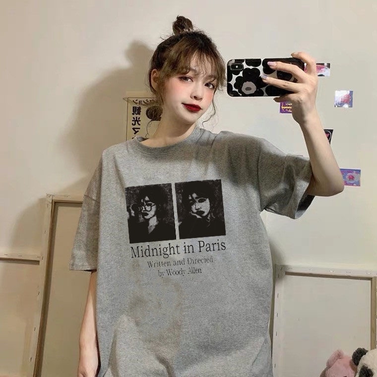 100% cotton short-sleeved T-shirt for female students 2021 spring and summer new style Korean student loose BF lazy blouse