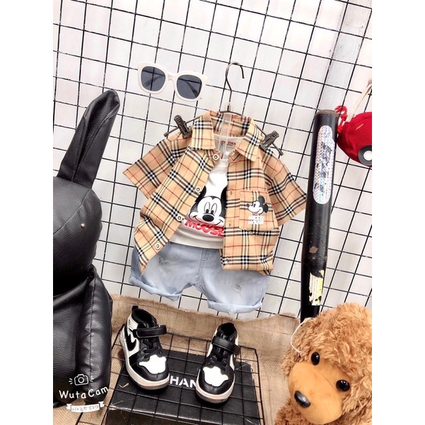 [SET BÉ TRAI] Bộ kẻ BBR 3 màu cùng quần jean cực chất cho bé trai