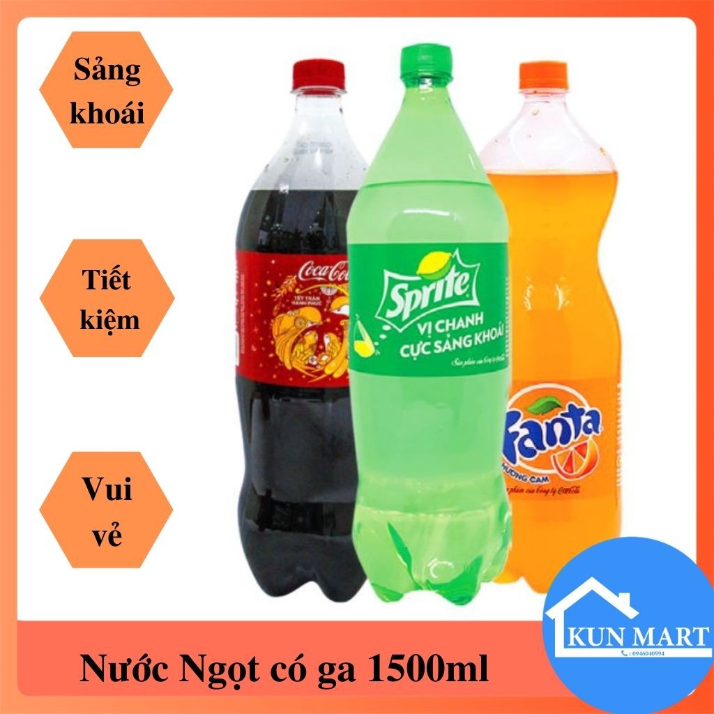 Nước Giải Khát Có Gas (Nước Ngọt) Các Loại Chai 1.5L