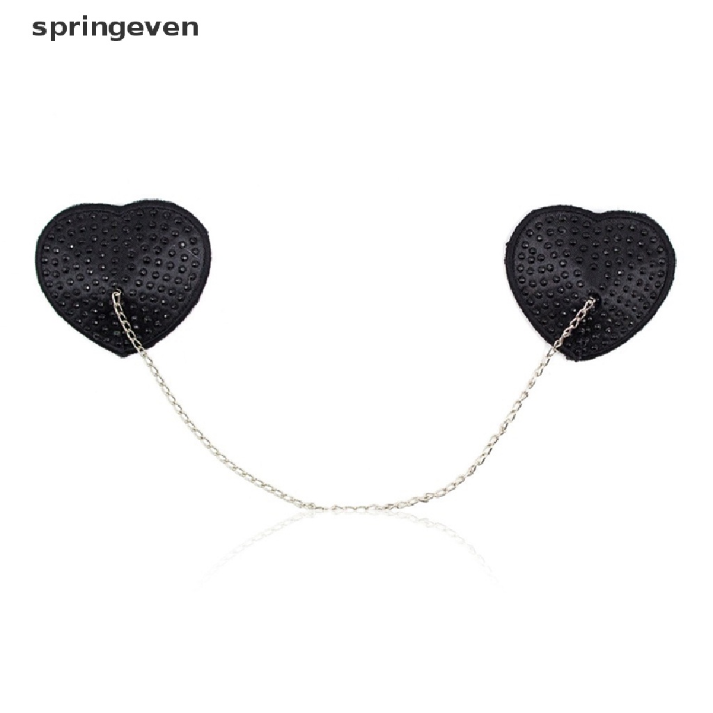 Springeven 1 Cặp Miếng Dán Đầu Ngực Tua Rua Dây Xích Màu Đen Gợi Cảm Nóng Bỏng
