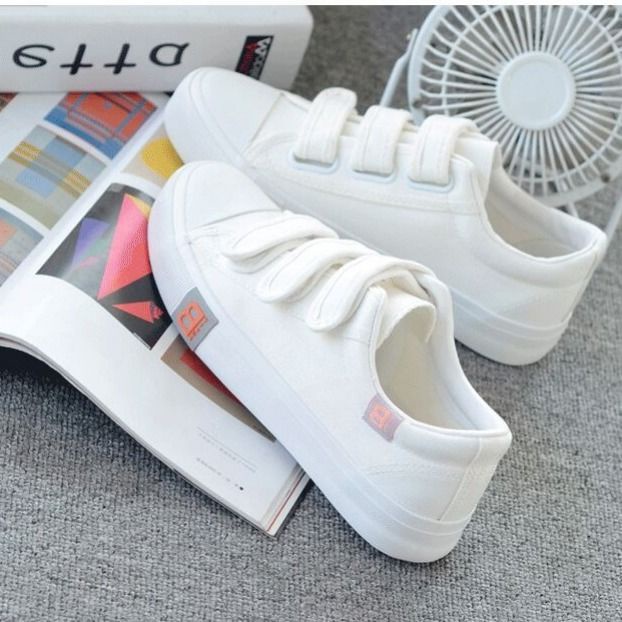 Giày Thể Thao Canvas Khóa Dán Phong Cách Hàn Quốc Dễ Phối Đồ Thời Trang Xuân Thu Cho Nữ