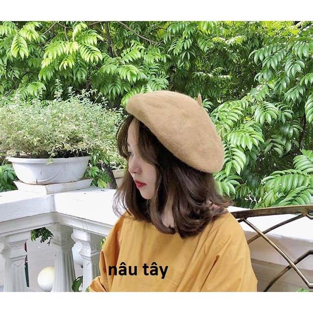 Mũ beret 7 màu ( chỉnh được kích thước + chất dạ )