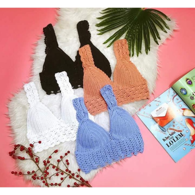 Áo bơi len móc 2 dây bánh bèo crotop (od nh nhiều màu khác)