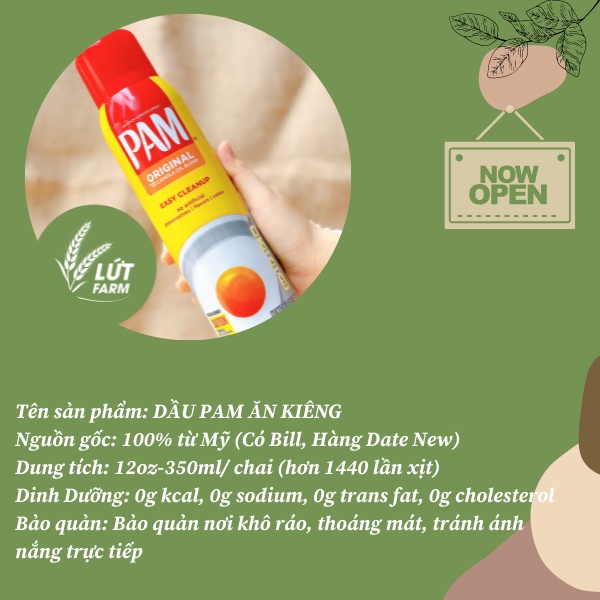 Dầu Pam ăn kiêng Lứt Farm dạng xịt - 12oz Nhập Mỹ