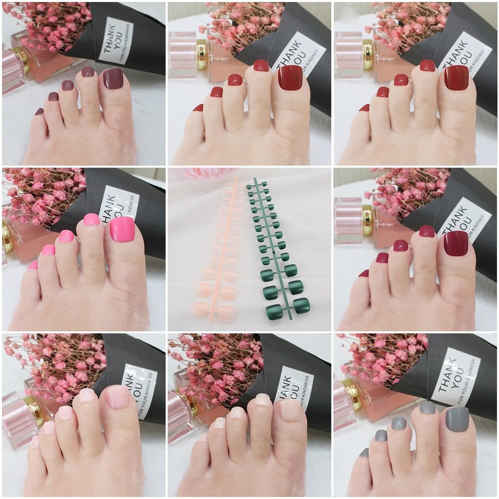 Móng Chân Giả Mềm Màu Trơn Phong Cách Pháp Thời Trang