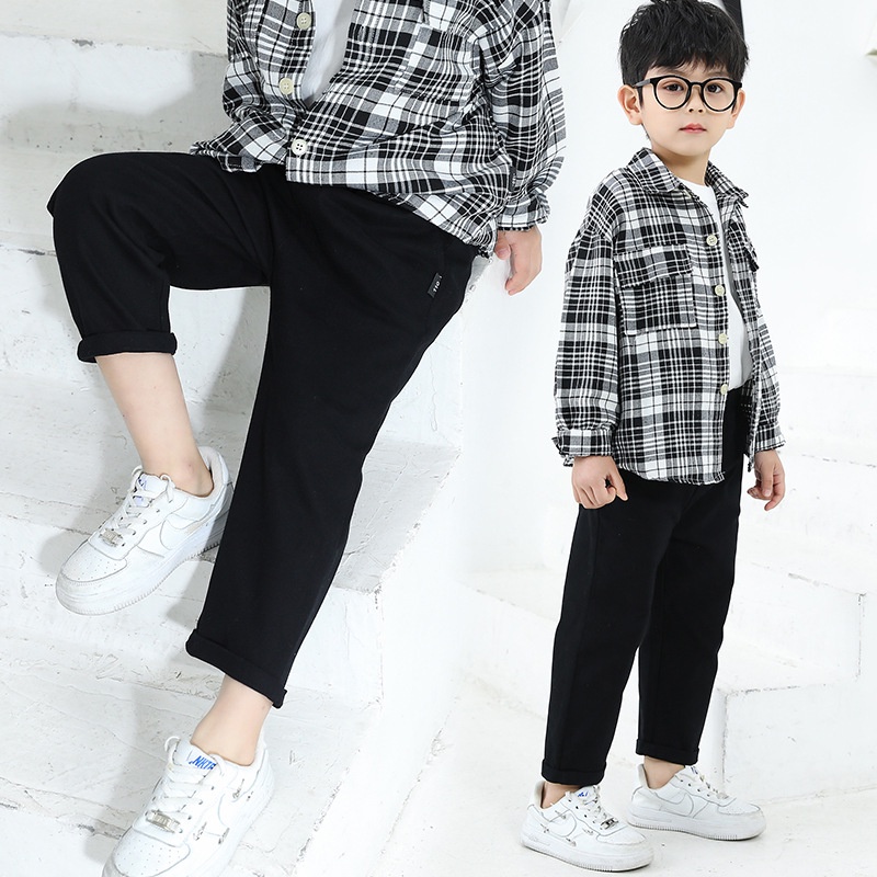 Quần Dài Cotton Mềm Mại Màu Trơn Phối Túi Thời Trang Hàn Quốc Cho Bé Trai 90-160cm