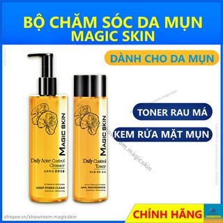 Combo rau má magic skin chăm sóc da mụn | kem rửa mặt mụn &toner mụn