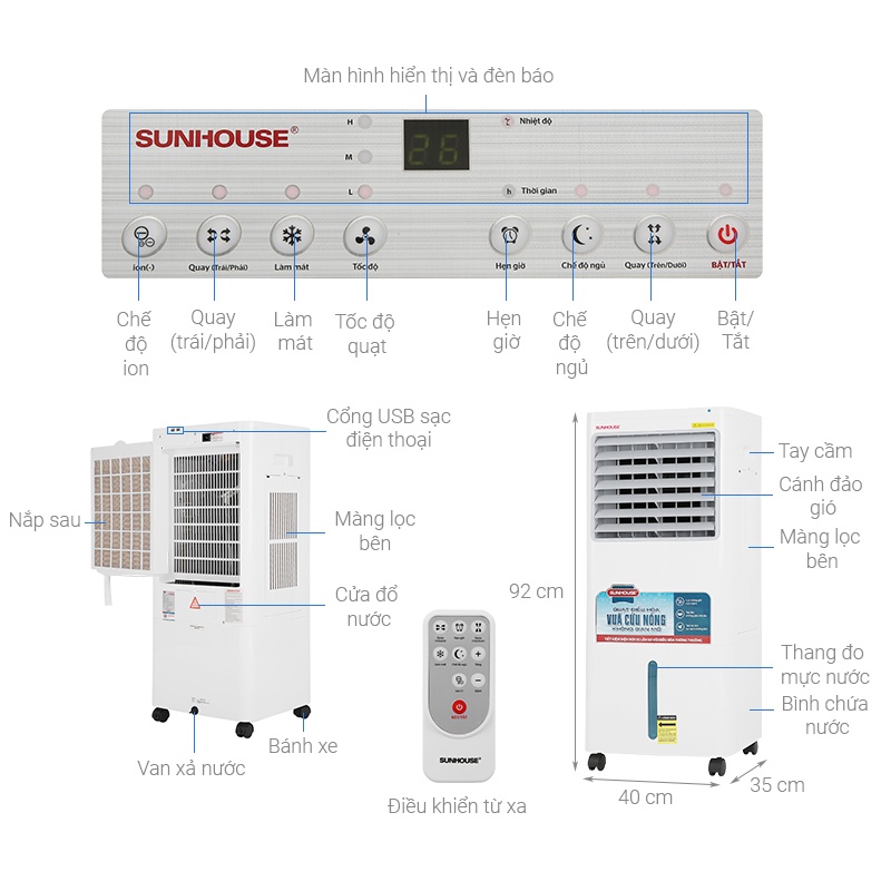 Quạt điều hòa Sunhouse SHD7721 - Bảo hành chính hãng toàn quốc