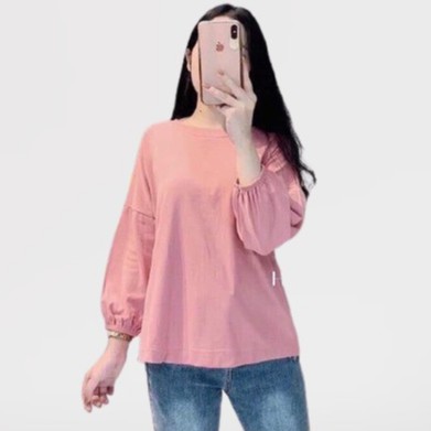 [ Mã WASTAPR giảm 10K đơn 50K] Áo thun nữ tay phồng bo chun chất da cá cổ tròn full màu | BigBuy360 - bigbuy360.vn