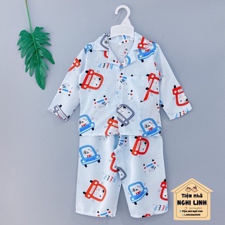 Bộ pijama bé trai- quần áo trẻ em vải tole lanh 8-32kg