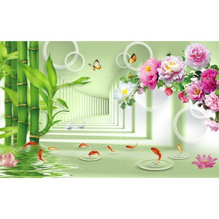 TRANH DÁN TƯỜNG 3D PHONG CẢNH CÂY TRÚC ĐẸP XUẤT SẮC