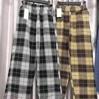 Quần Ống Rộng Sọc Caro