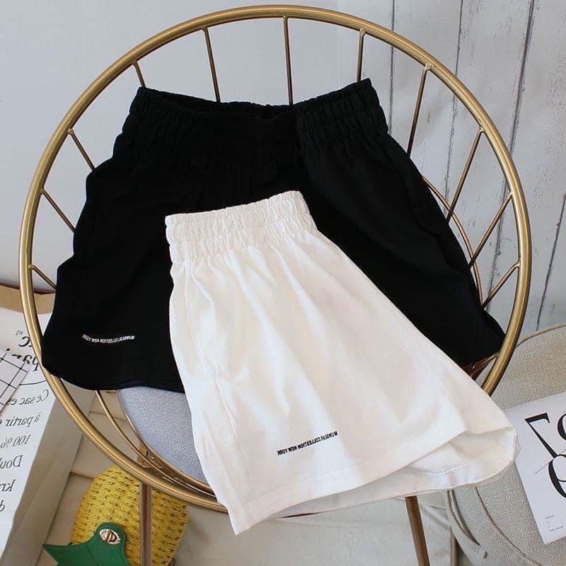 Quần Short unisex in chữ nhỏPhong cách Ullzang Hàn QuốcThể thao, chất cotton mịn mát Đồ ngủ mặc nhà form &lt;52kg