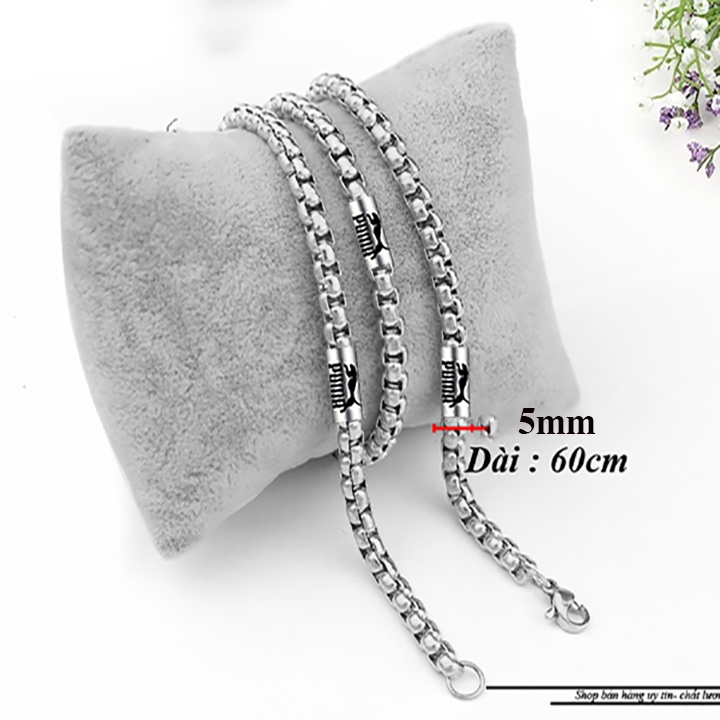Dây chuyền nam inox kiểu bông dừa khít 5ly bọc khoen inox khắc P đem lại đẳng cấp, phong độ cho người đeo