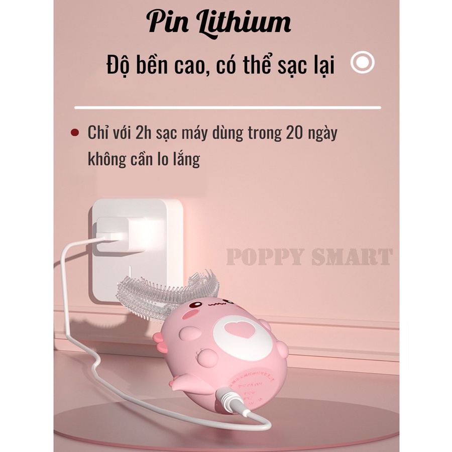 Bàn Chải Điện Cho Bé RABBIT Từ 2-8 Tuổi, Công Nghệ Làm Sạch Rung Âm ,Tặng Đầu Chải Thẳng, Bảo Hành 12 Tháng