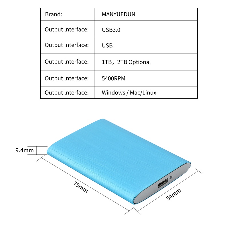 Ổ cứng thể rắn SSD bên ngoài USB 3.1 Ổ cứng di động 2TB