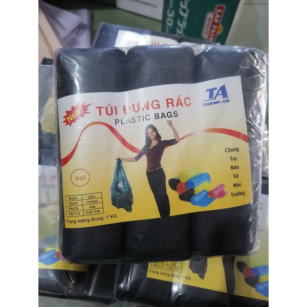 [ 3 cuộn_1kg ]Túi đựng rác, Bọc rác tự phân hủy màu đen (3 cuộn)
