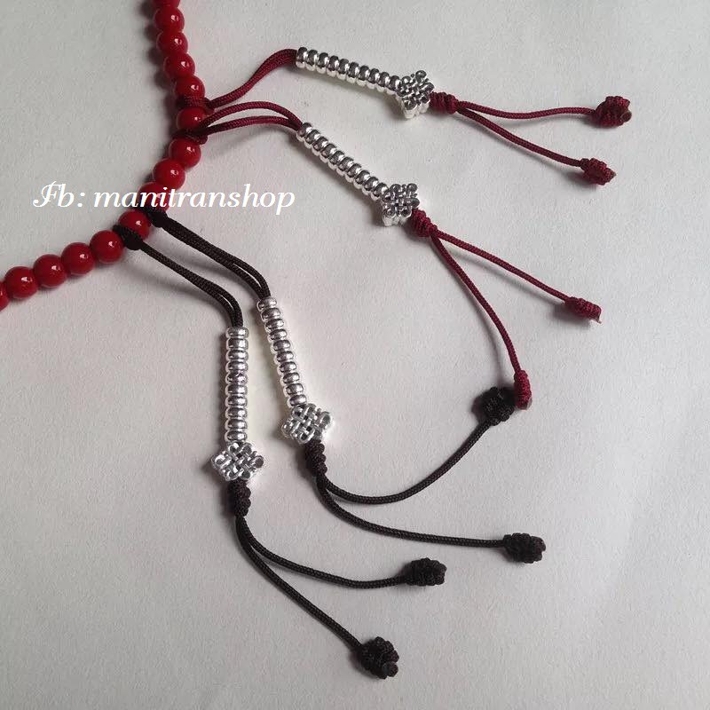 Charm bạc S925 hình nút thắt kết đồng tâm xỏ ngang