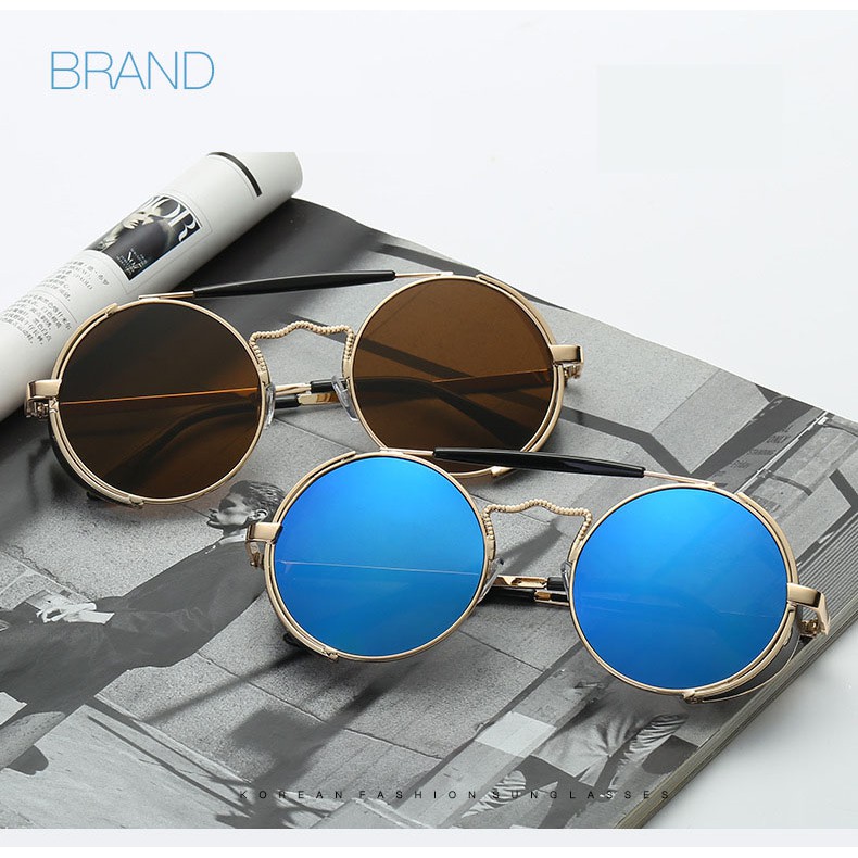 New fashion star with the same style European and American retro metal big frame super cool sunglasses ins hot-selling single-product sunglasses