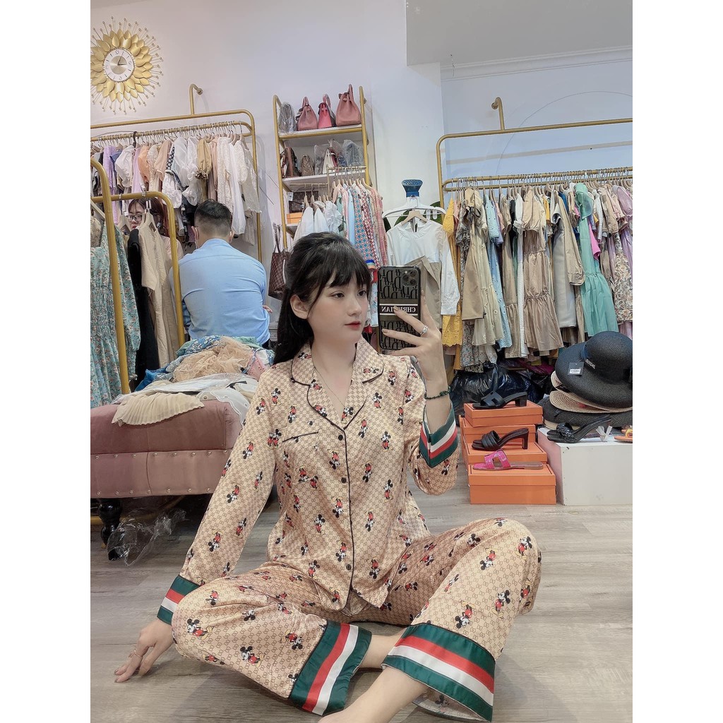 Đồ bộ pijama♛Bộ lụa satin GG hàng cao cấp mẫu mới nhất | BigBuy360 - bigbuy360.vn