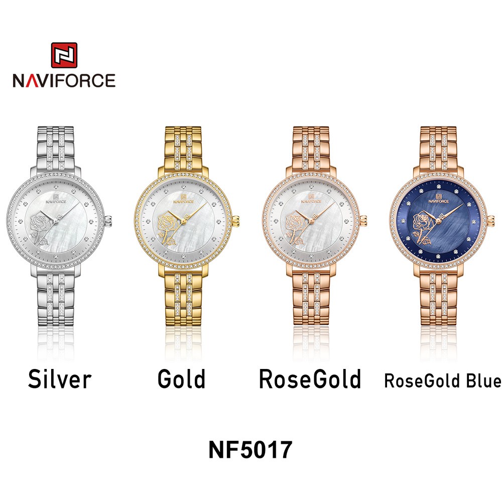 Đồng Hồ NAVIFORCE Mặt Đính Kim Cương 3D Chống Nước Bằng Thép Không Gỉ Cho Nữ