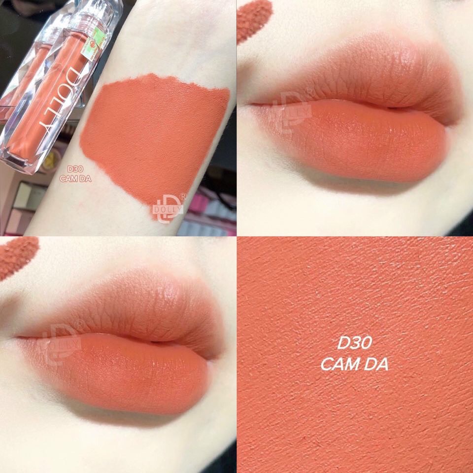 Son Lì Son Kem DOLLY DIAMOND VELVET Không Chì Chính Hãng ^Màu Cam Da^