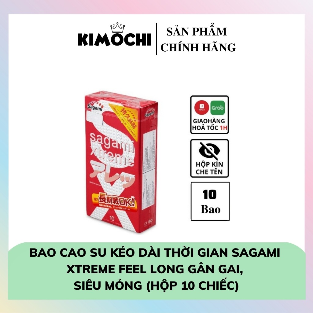 Bao Cao Su Kéo Dài Thời Gian SAGAMI Xtreme Feel Long Gân Gai, Siêu Mỏng Nhật Bản (HỘP 10 CHIẾC)