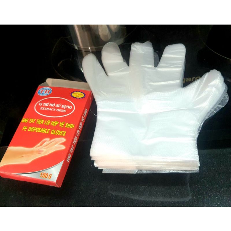 Bao Tay Nilon Tự Hủy TH PE Disposable Gloves Bao Tay Xốp Tiện Lợi Hợp Vệ Sinh Chất Lượng Cao