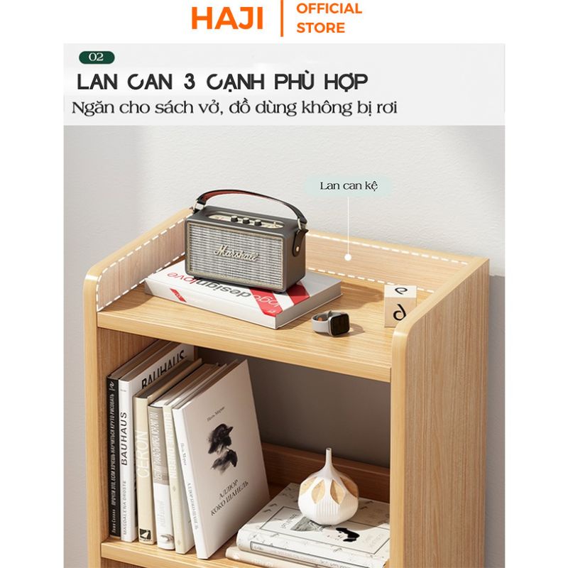 Giá sách gỗ mini thương hiệu HAJI kết hợp tab đầu giường đa decor góc phòng ấn tượng A156