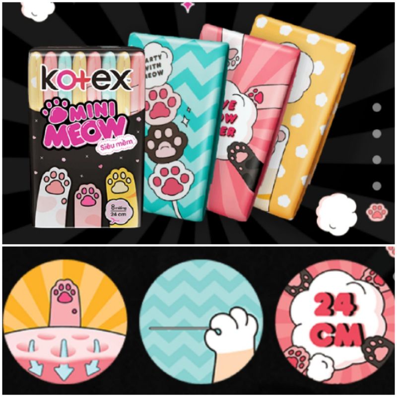 Băng vệ sinh Kotex Minimeow gói 8M