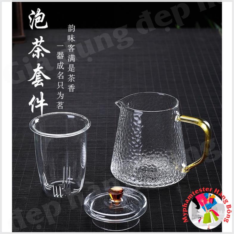 (HÀNG ĐẸP) Ấm lọc thuỷ tinh thiết kế mặt sần dung tích 500ml