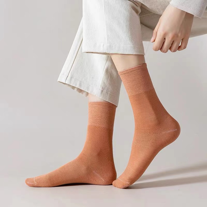 Vớ Cotton Cổ Cao Màu Đen Trơn Phong Cách Nhật Bản Thời Trang Mùa Thu Cho Nữ