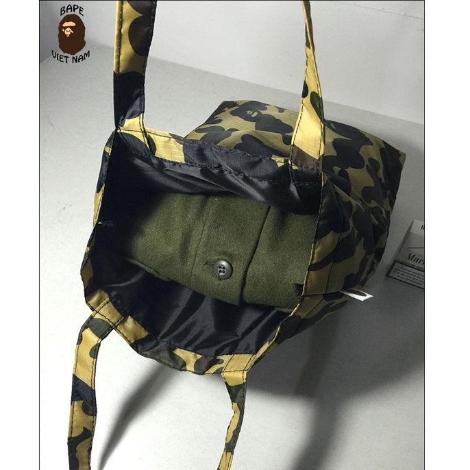 [Best Quality] Túi Tote Bape, Túi đeo vai Bape Shark, Chất liệu Polyester, Màu Camo Green/Yellow BapeVN