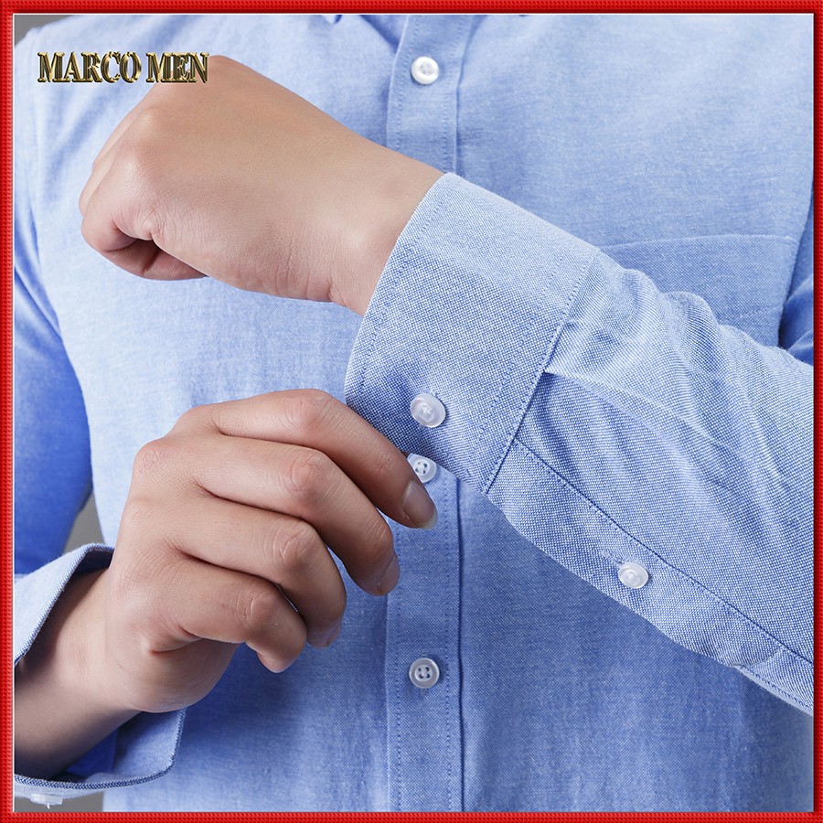 Áo sơ mi nam dài tay màu xanh vải oxford thấm hút mồ hôi, chống nhăn