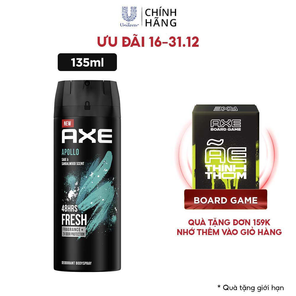 Xịt nước hoa toàn thân dành cho nam AXE Apollo (135ml) | BigBuy360 - bigbuy360.vn