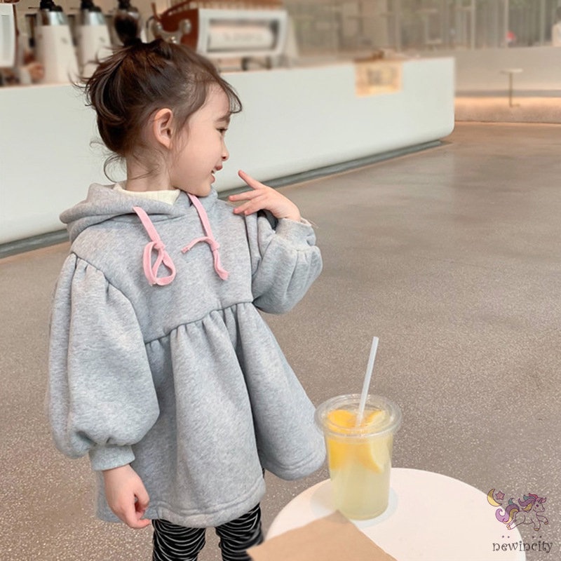 Đầm hoodie dày dặn phong cách Hàn Quốc dành cho bé gái