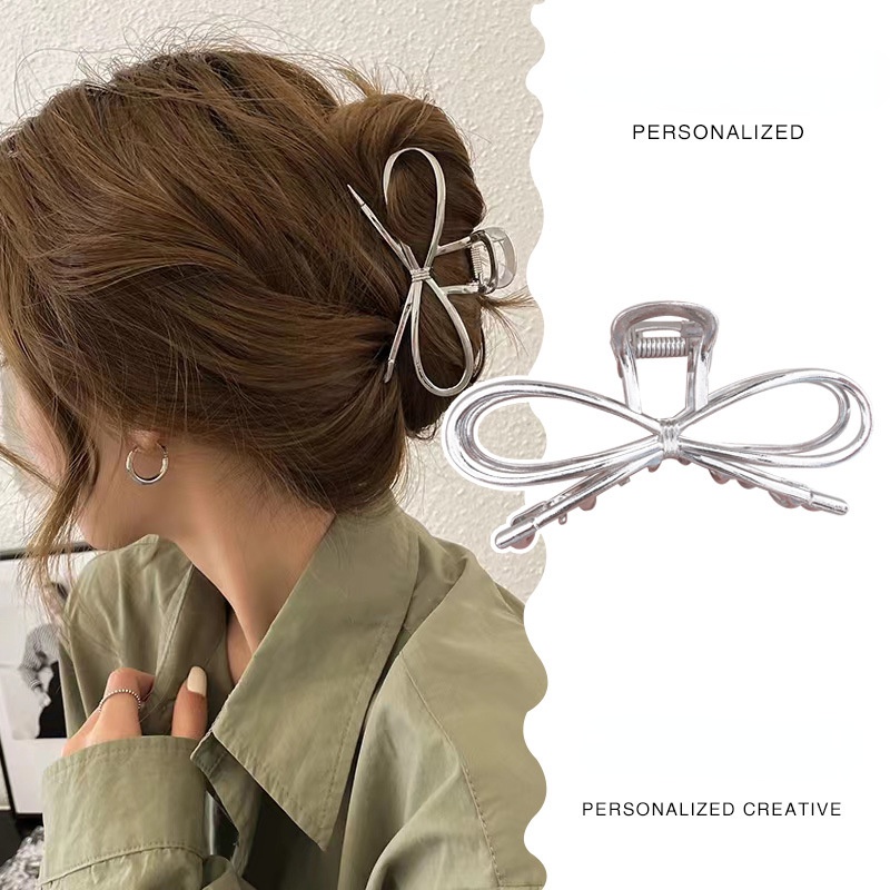 Kẹp Tóc Nơ Bằng Bạc Thiết Kế Đơn Giản Phong Cách Mới 2022