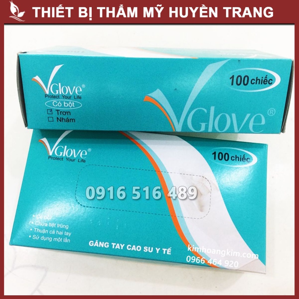 Găng Tay Cao Su Y Tế Có Bột / Không Bột Size S/M/L Vglove Hộp 100 Chiếc Bao Tay - Thẩm Mỹ Huyền Trang