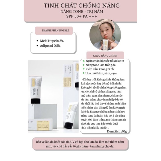 Kem chống nắng cho da nhạy cảm lên tone đẹp Logicallyskin 70g