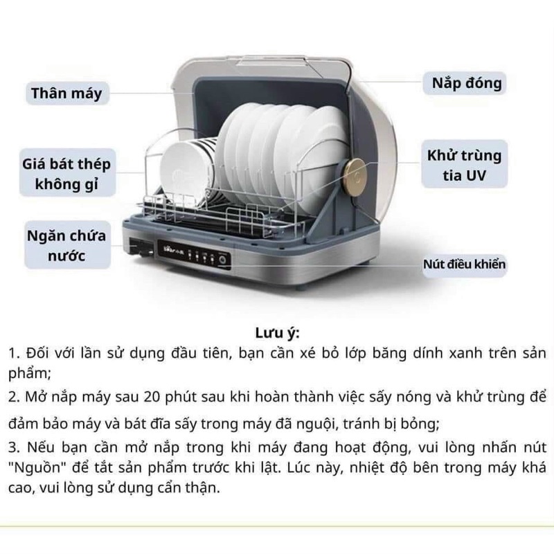 Máy sấy tiệt trùng Bear 50L khử trùng tia UV sấy khô 70 độ