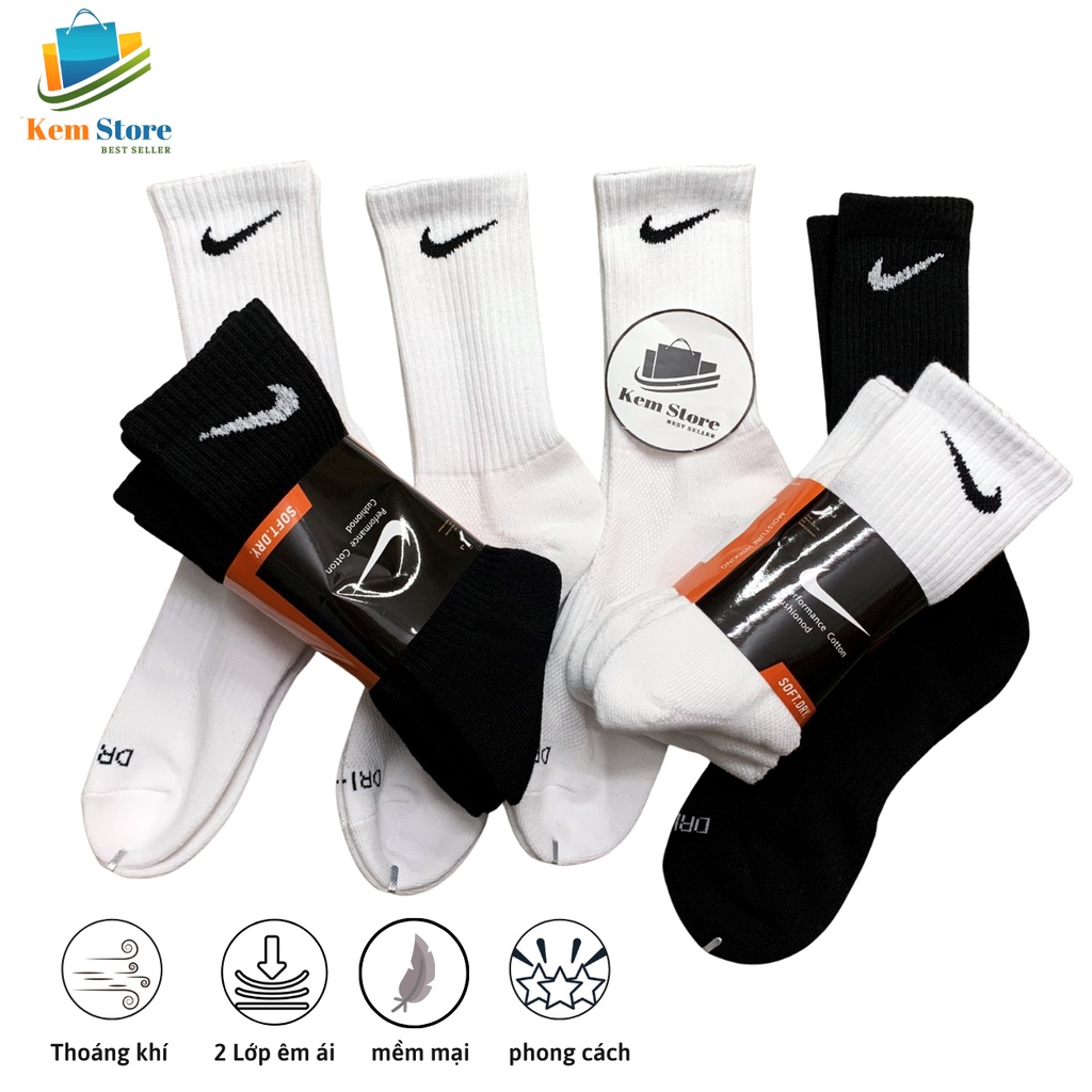 Tất vớ thể thao -vớ nam thời trang unisex nikeee driifitt đen trắng